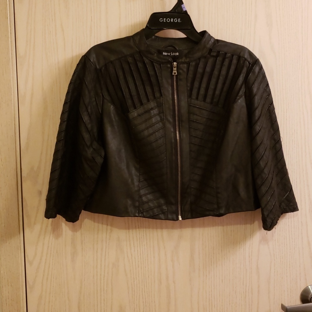 Faux Leather and lace bolero jacket